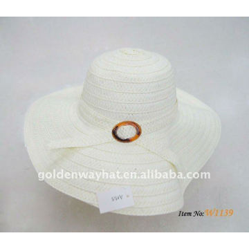 Lady fashion cheap white straw sun hat foldable paper braid natural summer beach beautiful hats